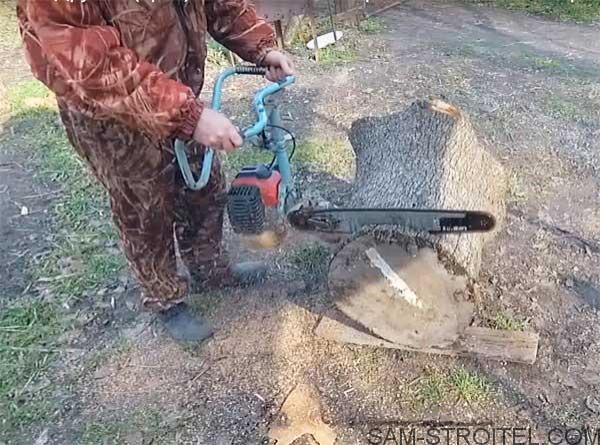 Самодельная бензопила с китайским двигателем от мотокосы Самодельная бензопила с китайским двигателем от мотокосы