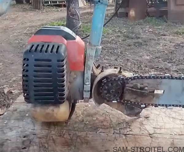 Самодельная бензопила с китайским двигателем от мотокосы Самодельная бензопила с китайским двигателем от мотокосы