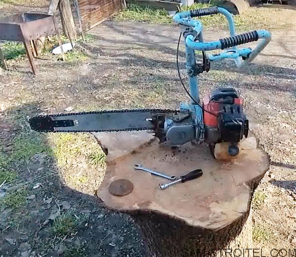 Самодельная бензопила с китайским двигателем от мотокосы Самодельная бензопила с китайским двигателем от мотокосы