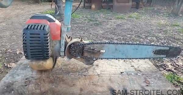 Самодельная бензопила с китайским двигателем от мотокосы Самодельная бензопила с китайским двигателем от мотокосы