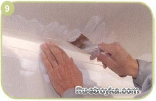 Как покрасить или оклеить обоями стену или потолок из гипсокартонных плит в сухих помещениях.